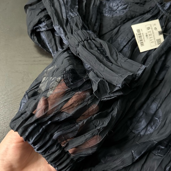 NWT ZARA long sleeve sheer crop blouse S - Picture 8 of 9